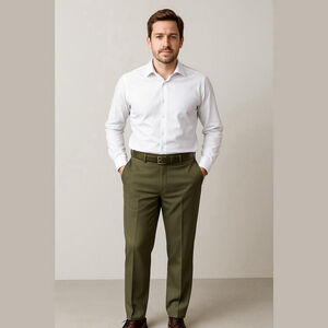 Patriot Dress Pants Mens 35x30 Polyester Olive Green Straight Leg